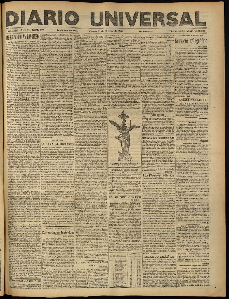 Miniatura de Diario Universal del 21 de octubre de 1904, edición de noche