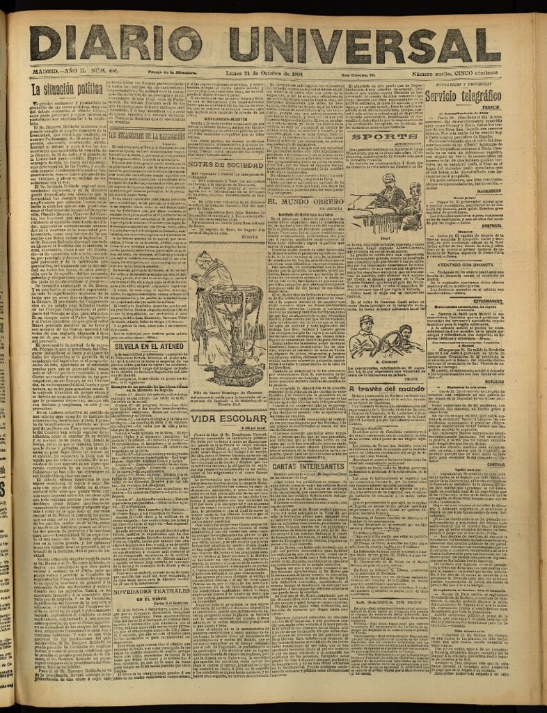 Miniatura de Diario Universal del 24 de octubre de 1904, edición de tarde