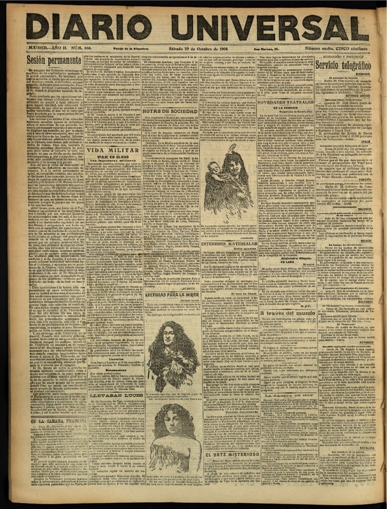 Miniatura de Diario Universal del 29 de octubre de 1904, edición de noche