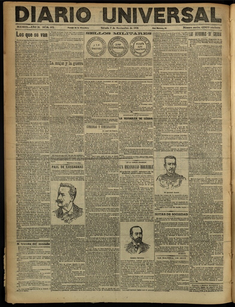 Miniatura de Diario Universal del 5 de noviembre de 1904, edición de noche