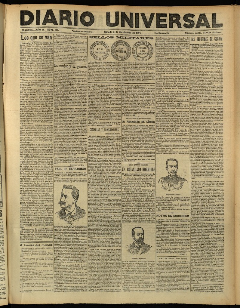 Miniatura de Diario Universal del 5 de noviembre de 1904, edición de tarde