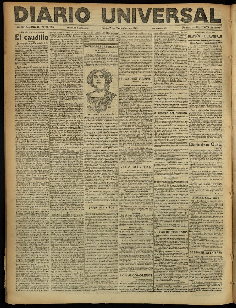Miniatura de Diario Universal del 7 de noviembre de 1904, edición de noche