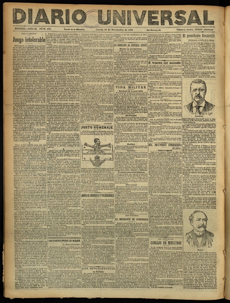 Miniatura de Diario Universal del 10 de noviembre de 1904, edición de noche