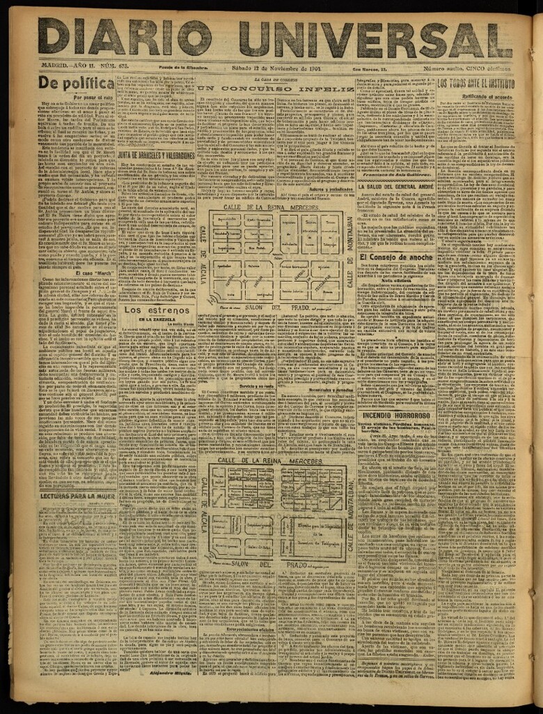 Miniatura de Diario Universal del 12 de noviembre de 1904, edición de noche