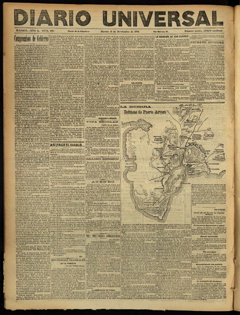 Miniatura de Diario Universal del 15 de noviembre de 1904, edición de noche