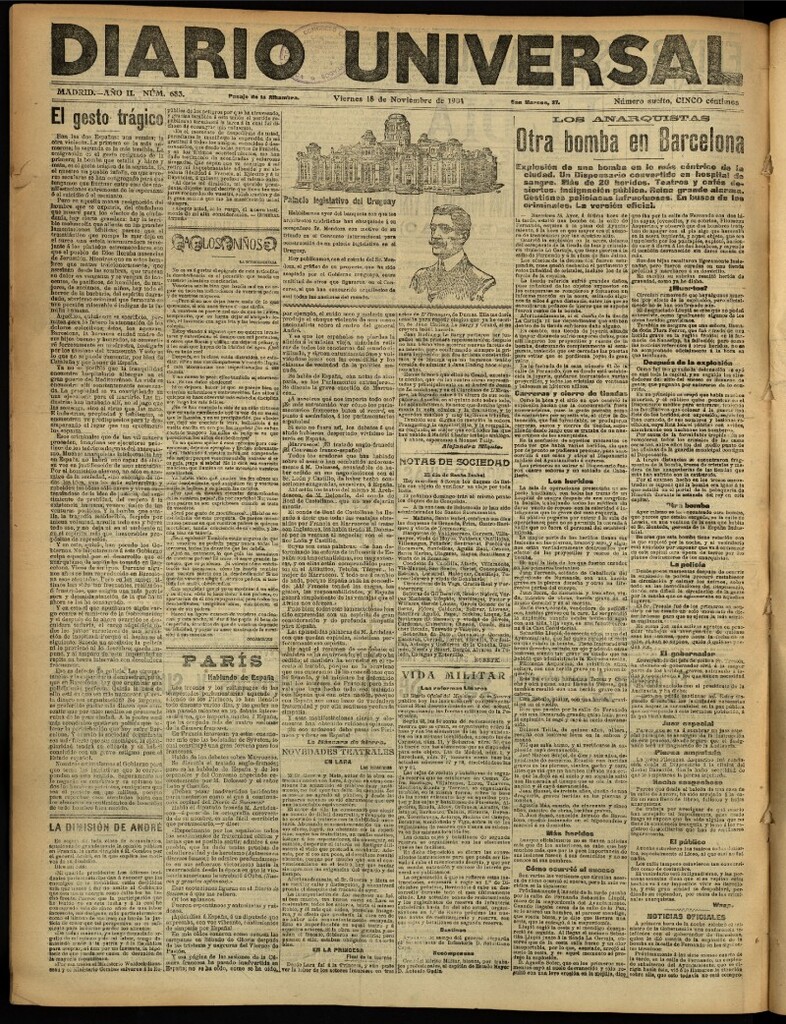 Miniatura de Diario Universal del 18 de noviembre de 1904, edición de noche