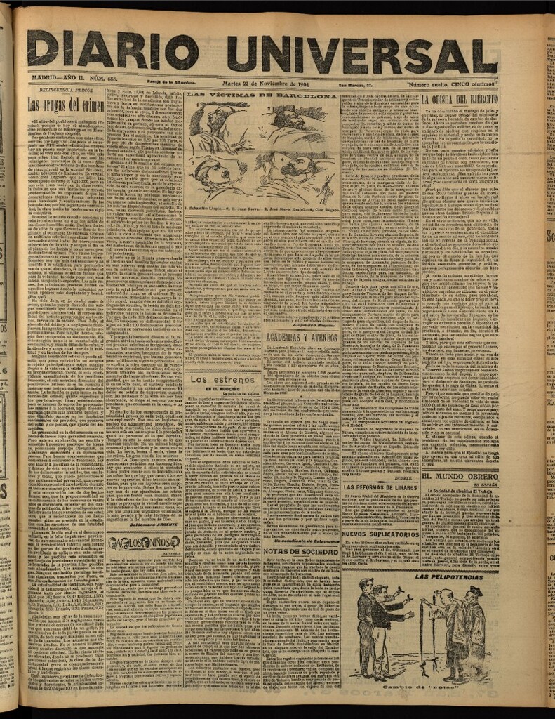 Miniatura de Diario Universal del 22 de noviembre de 1904, edición de tarde