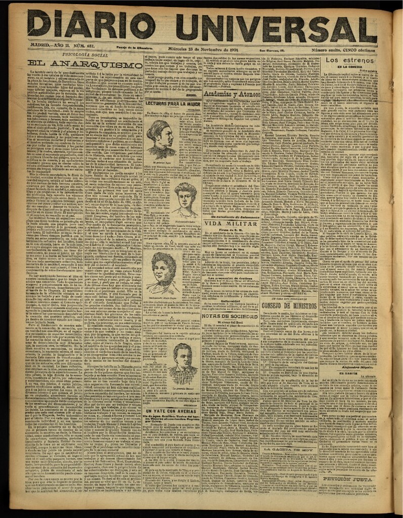 Miniatura de Diario Universal del 23 de noviembre de 1904, edición de noche