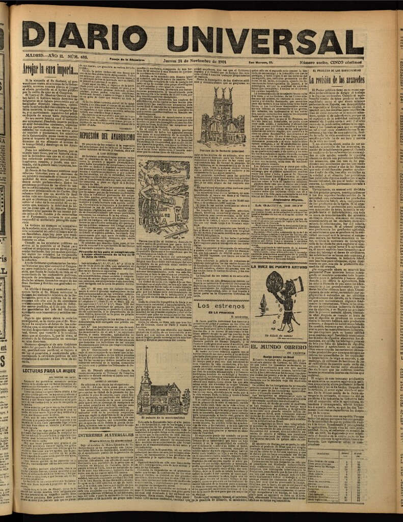 Miniatura de Diario Universal del 23 de noviembre de 1904, edición de tarde