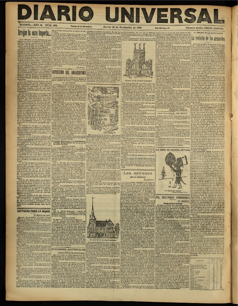 Miniatura de Diario Universal del 24 de noviembre de 1904, edición de noche