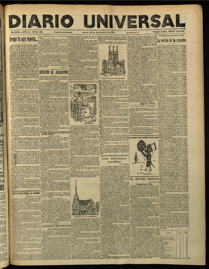 Miniatura de Diario Universal del 24 de noviembre de 1904, edición de tarde