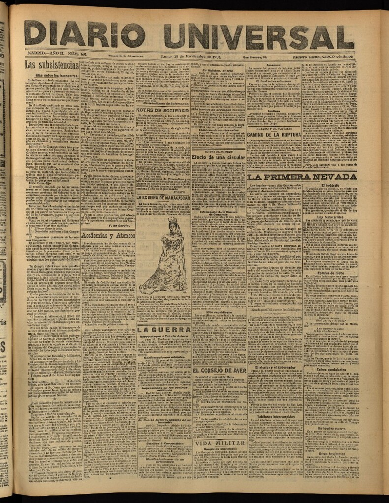 Miniatura de Diario Universal del 28 de noviembre de 1904, edición de tarde
