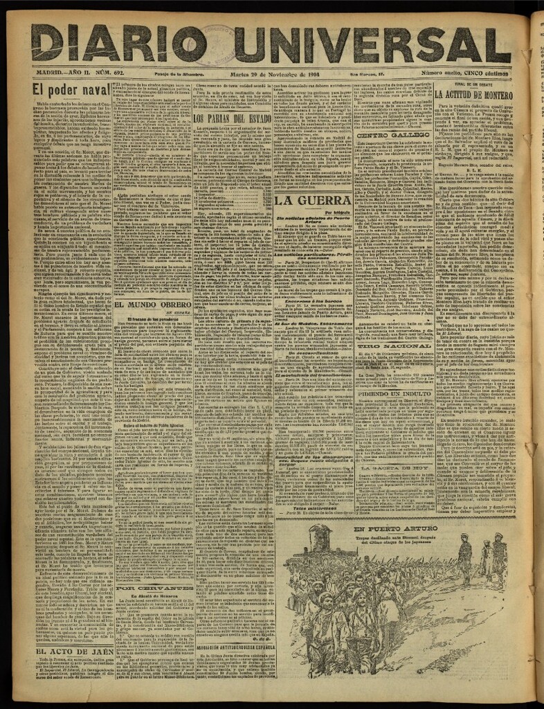 Miniatura de Diario Universal del 29 de noviembre de 1904, edición de noche