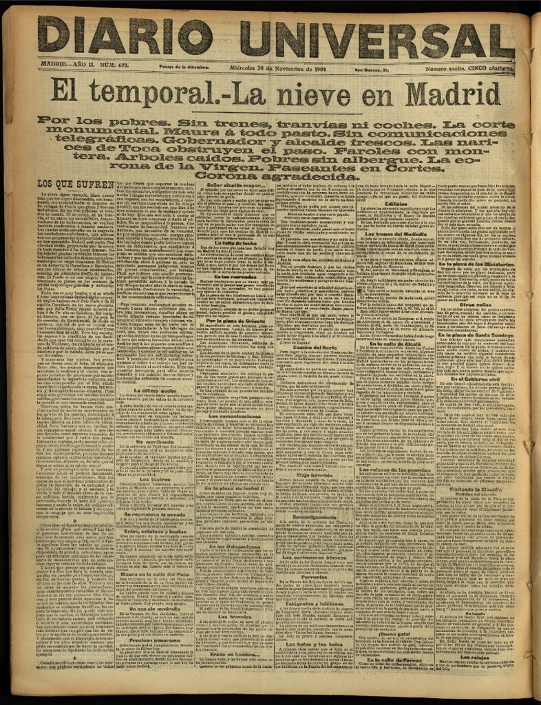 Miniatura de Diario Universal del 30 de noviembre de 1904, edición de noche