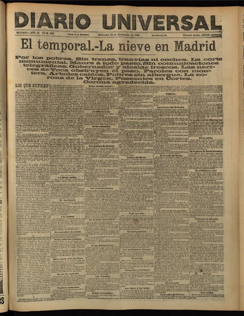 Miniatura de Diario Universal del 30 de noviembre de 1904, edición de tarde
