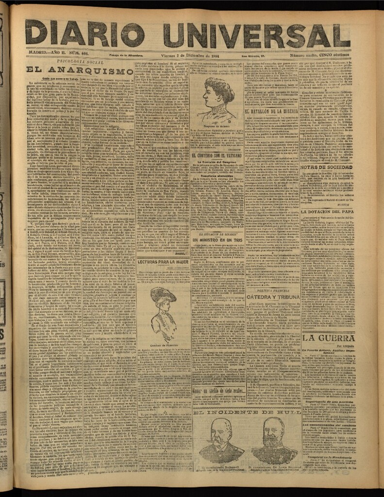 Miniatura de Diario Universal del 2 de diciembre de 1904, edición de tarde
