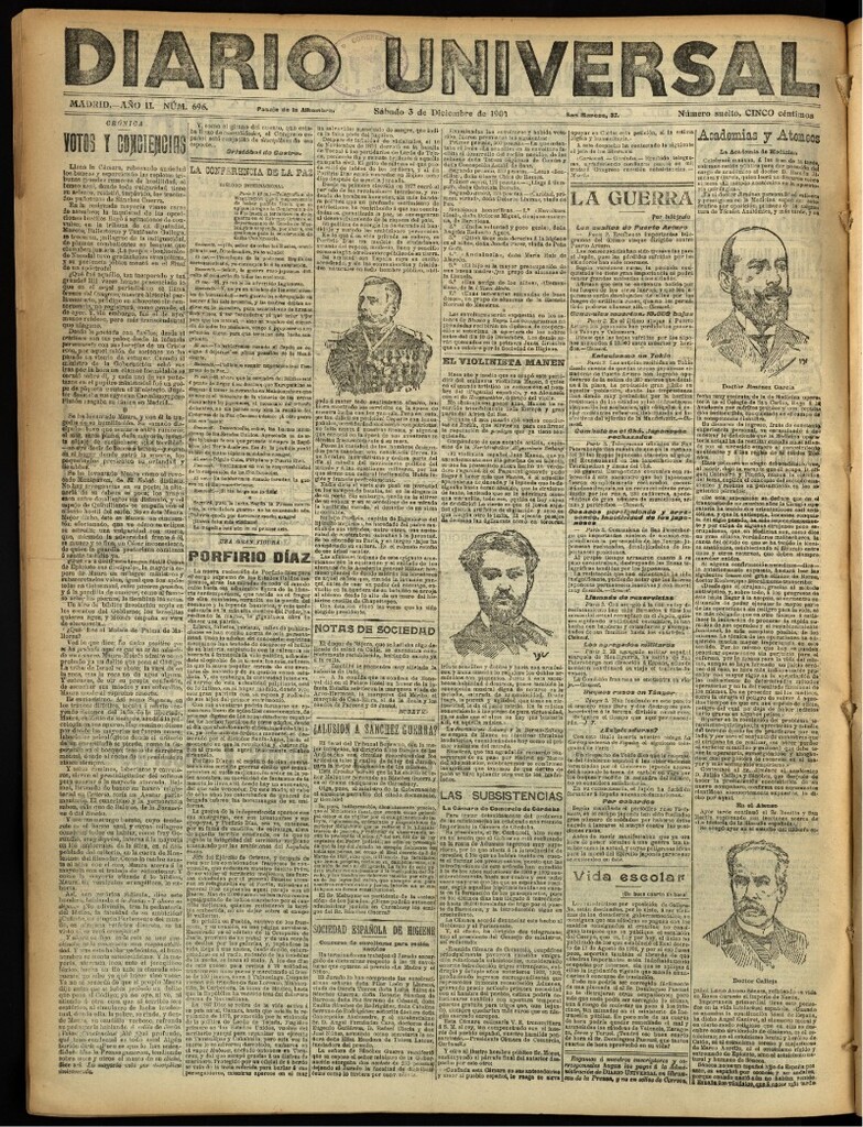 Miniatura de Diario Universal del 3 de diciembre de 1904, edición de noche
