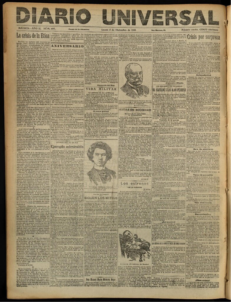Miniatura de Diario Universal del 5 de diciembre de 1904, edición de noche