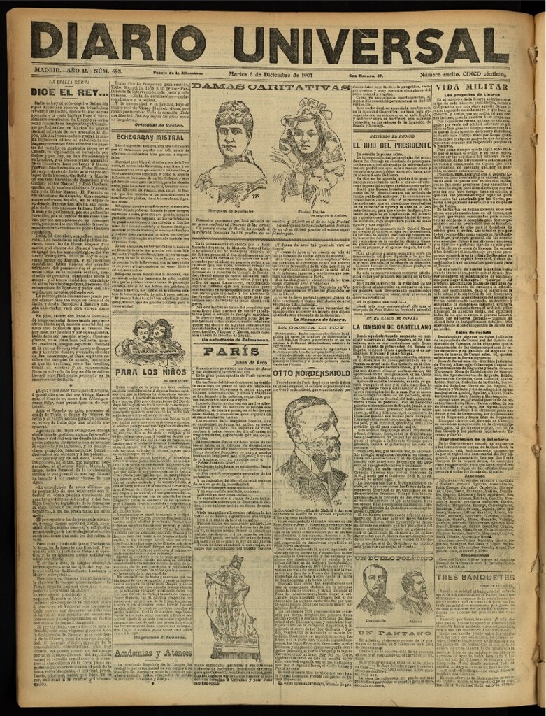 Miniatura de Diario Universal del 6 de diciembre de 1904, edición de noche
