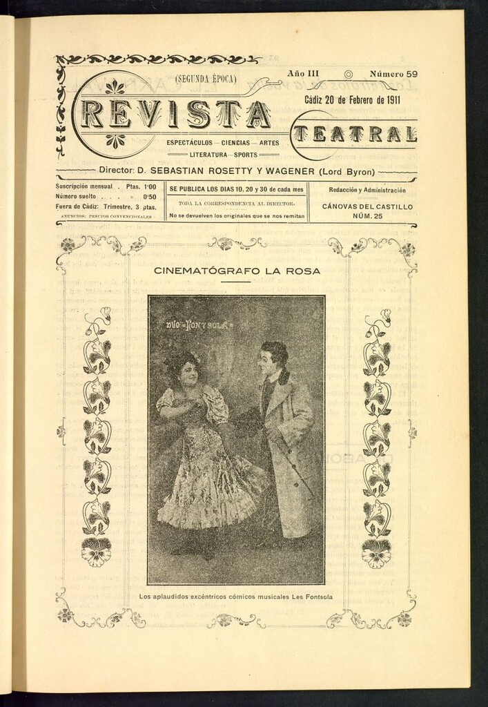 Miniatura de Revista Teatral, Literaria, Científica, de Bellas Artes y Espectáculos. Segunda época Nº 59