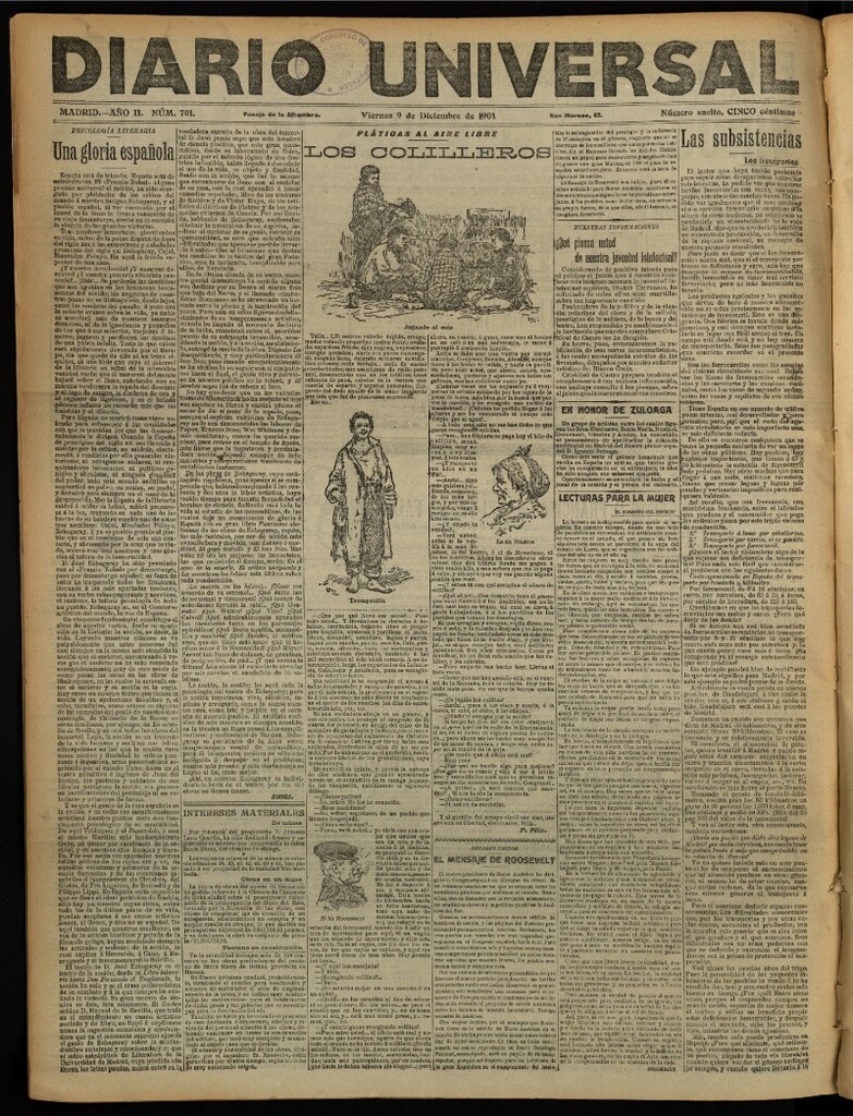 Miniatura de Diario Universal del 9 de diciembre de 1904, edición de noche