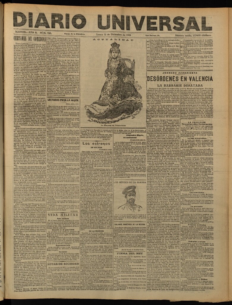 Miniatura de Diario Universal del 12 de diciembre de 1904, edición de tarde