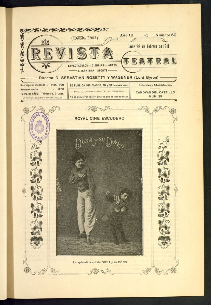 Miniatura de Revista Teatral, Literaria, Científica, de Bellas Artes y Espectáculos. Segunda época. Nº 60