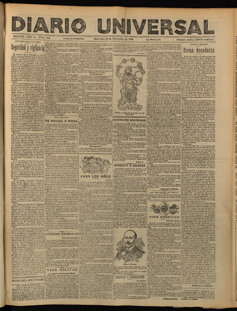 Miniatura de Diario Universal del 14 de diciembre de 1904, edición de tarde