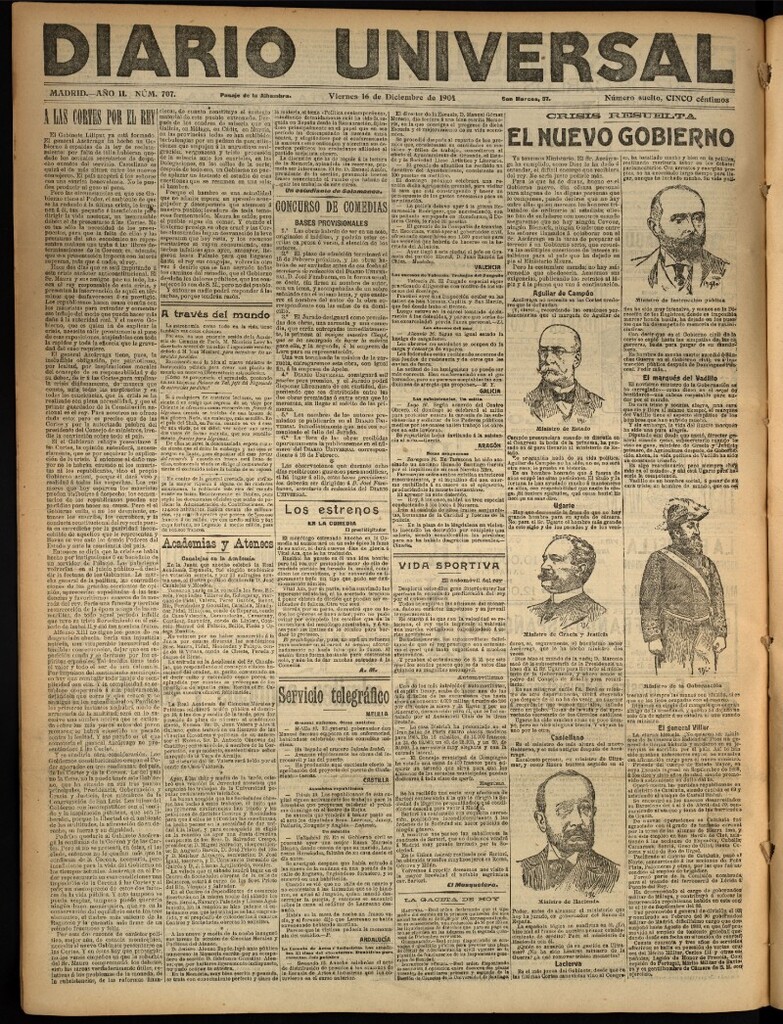 Miniatura de Diario Universal del 16 de diciembre de 1904, edición de noche