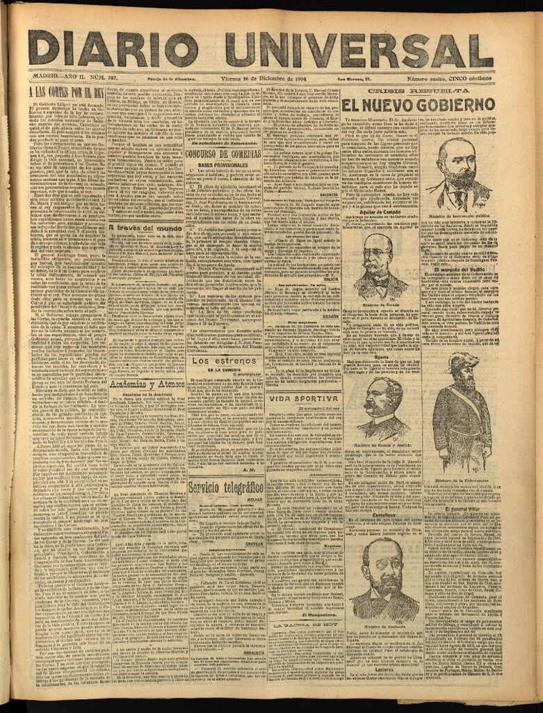 Miniatura de Diario Universal del 16 de diciembre de 1904, edición de tarde