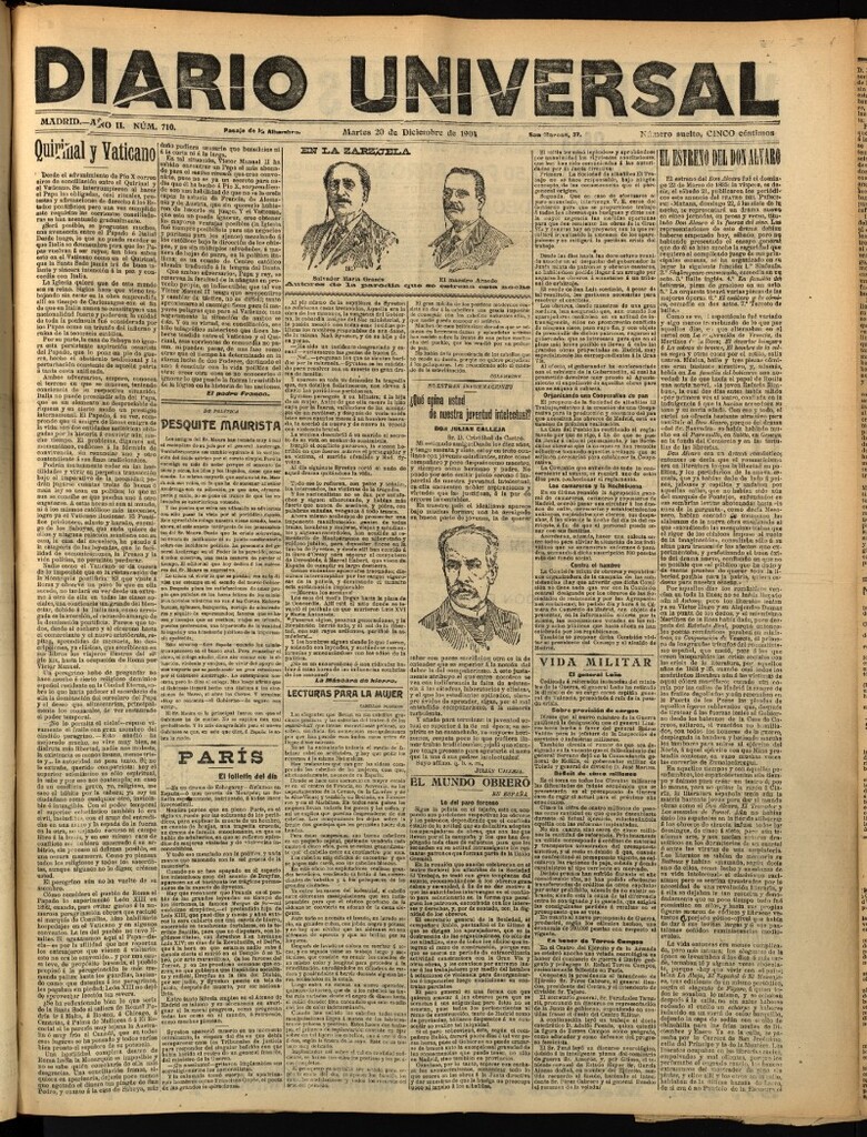 Miniatura de Diario Universal del 20 de diciembre de 1904, edición de tarde