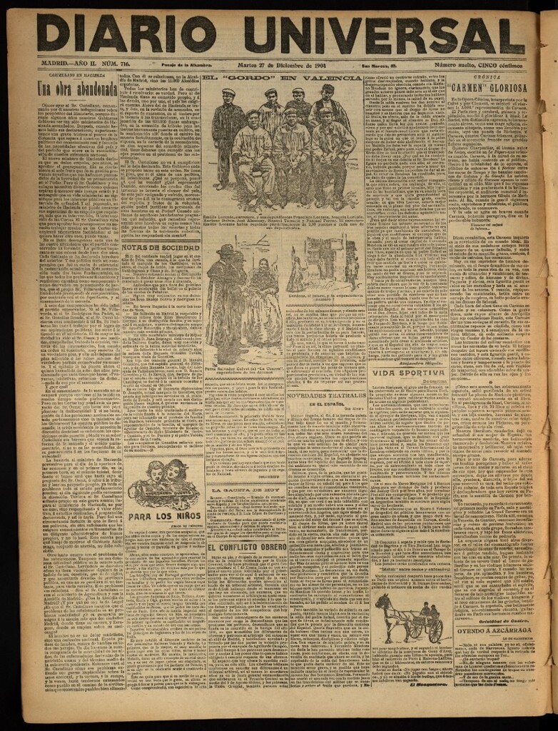 Miniatura de Diario Universal del 27 de diciembre de 1904, edición de noche