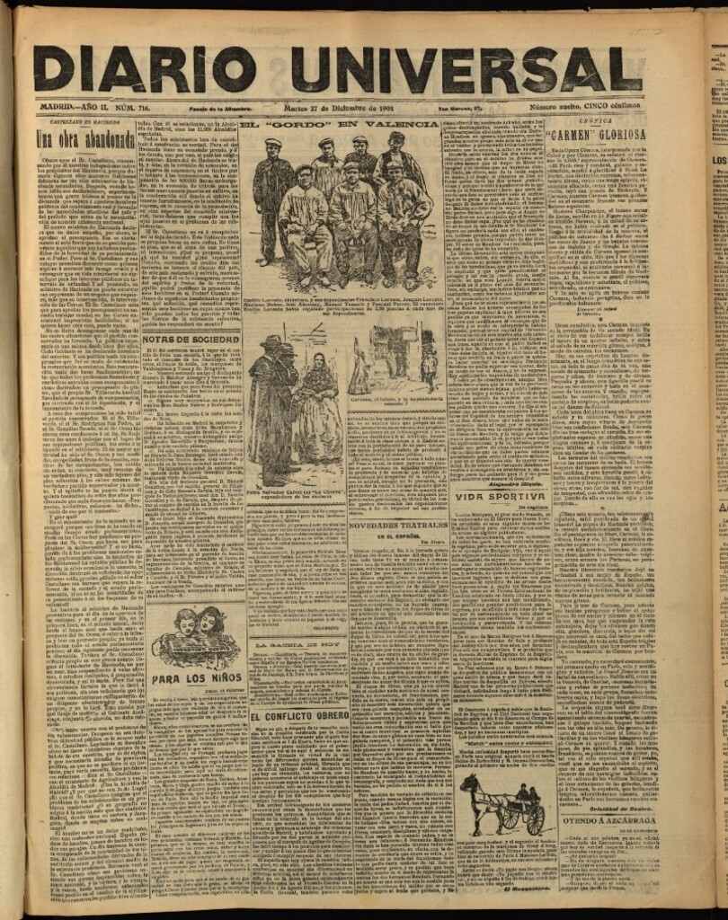 Miniatura de Diario Universal del 27 de diciembre de 1904, edición de tarde