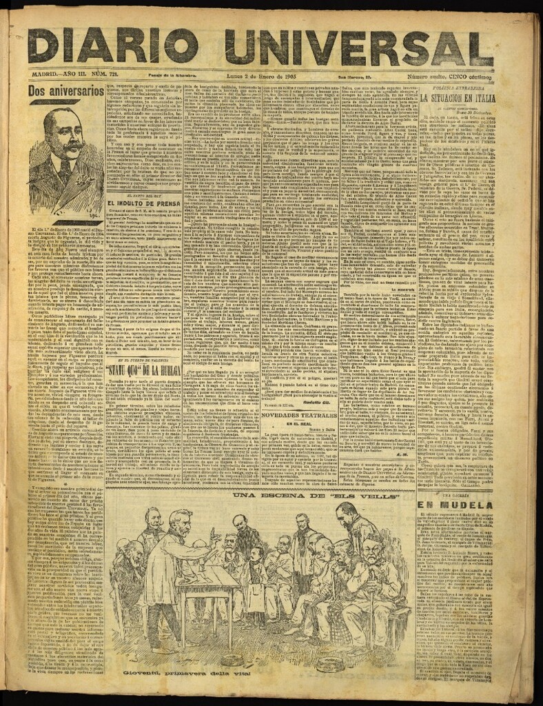 Miniatura de Diario Universal del 2 de enero de 1905, edición de tarde