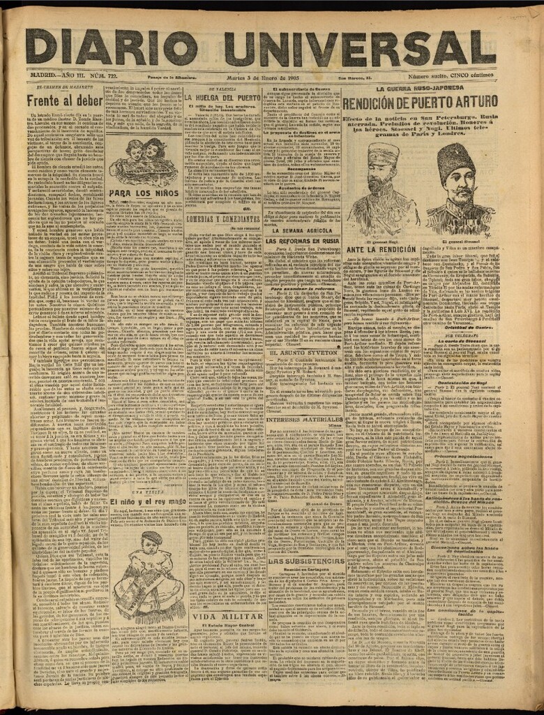 Miniatura de Diario Universal del 3 de enero de 1905, edición de noche