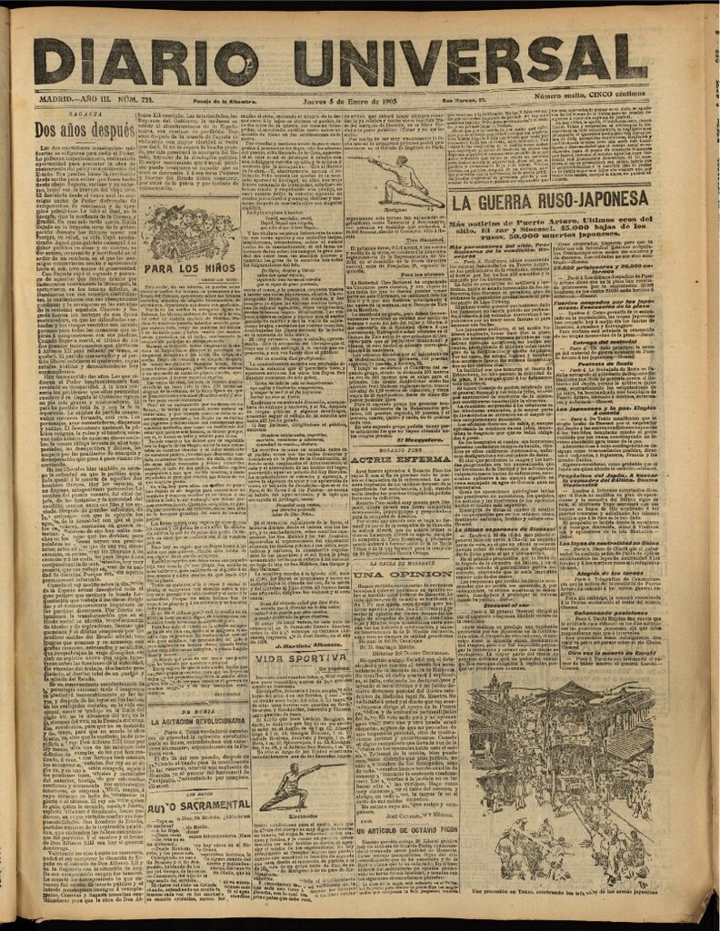 Miniatura de Diario Universal del 5 de enero de 1905, edición de tarde
