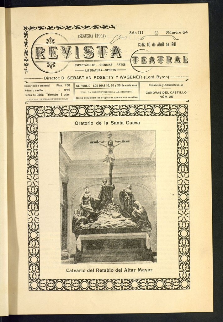 Miniatura de Revista Teatral, Literaria, Científica, de Bellas Artes y Espectáculos. Segunda época. Nº 64