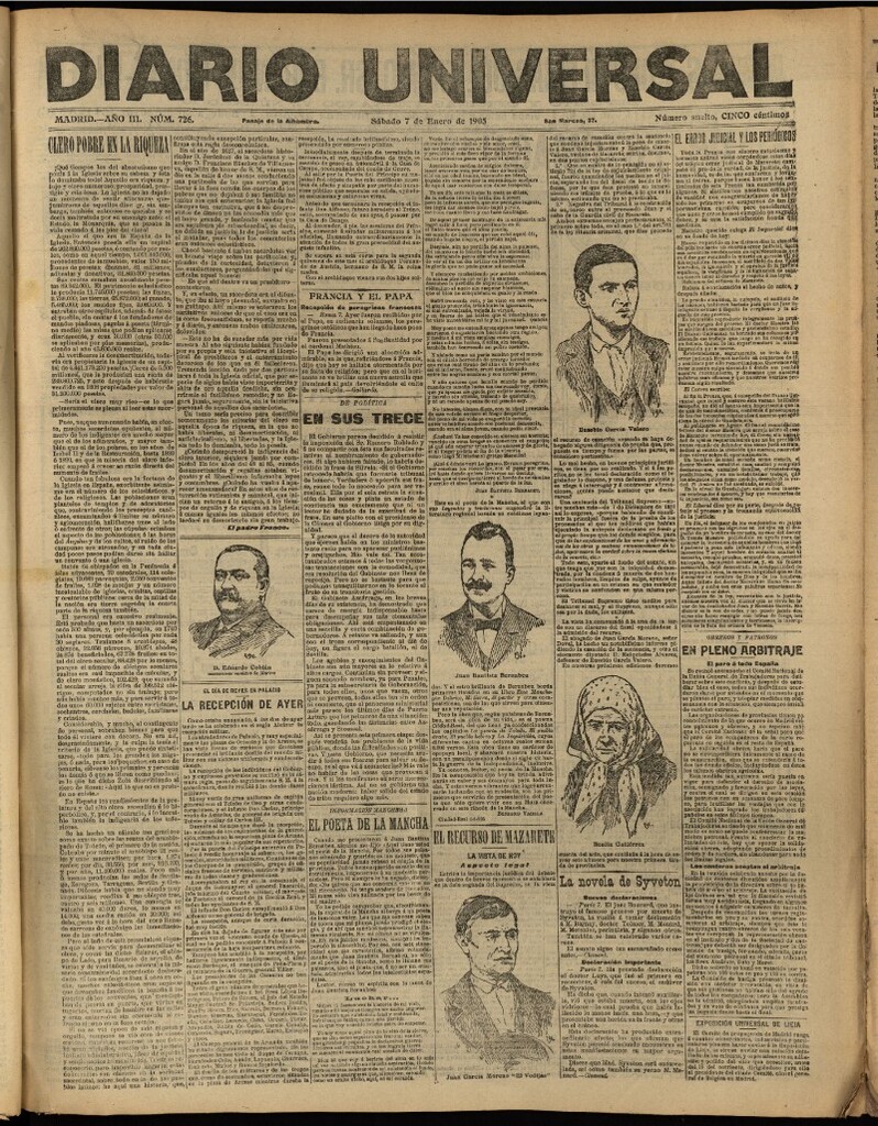 Miniatura de Diario Universal del 7 de enero de 1905, edición de tarde
