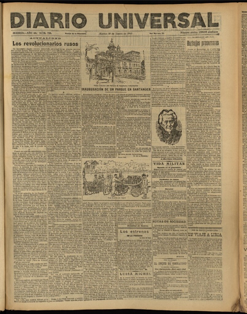Miniatura de Diario Universal del 10 de enero de 1905, edición de tarde