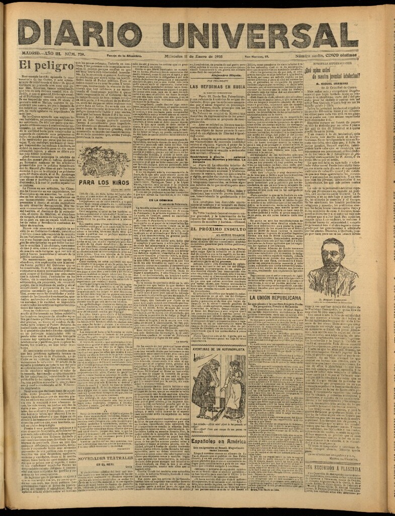 Miniatura de Diario Universal del 11 de enero de 1905, edición de noche