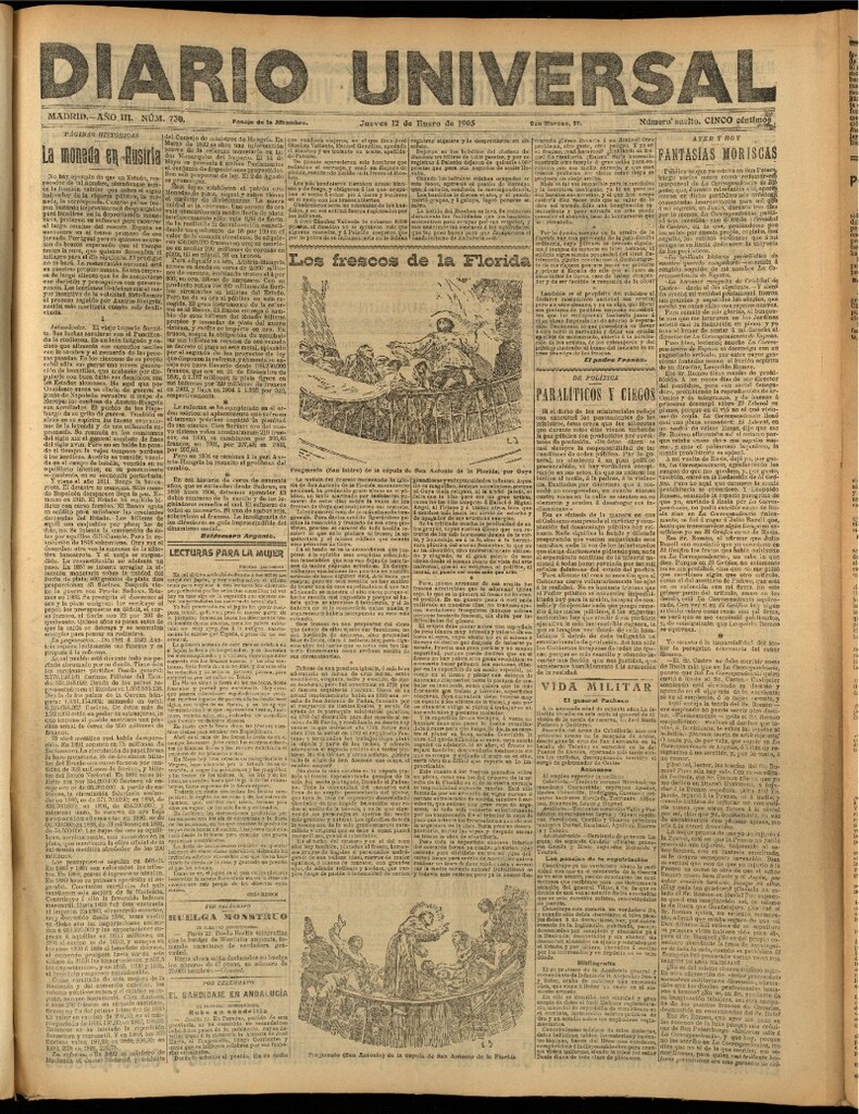 Miniatura de Diario Universal del 12 de enero de 1905, edición de noche