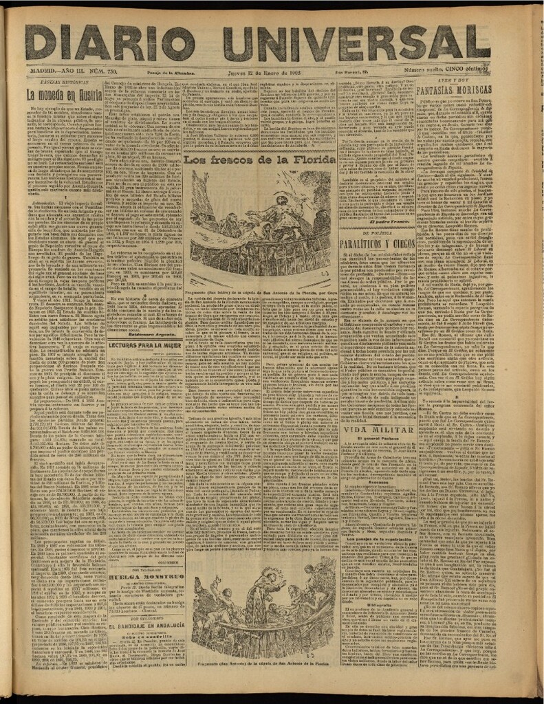 Miniatura de Diario Universal del 12 de enero de 1905, edición de tarde