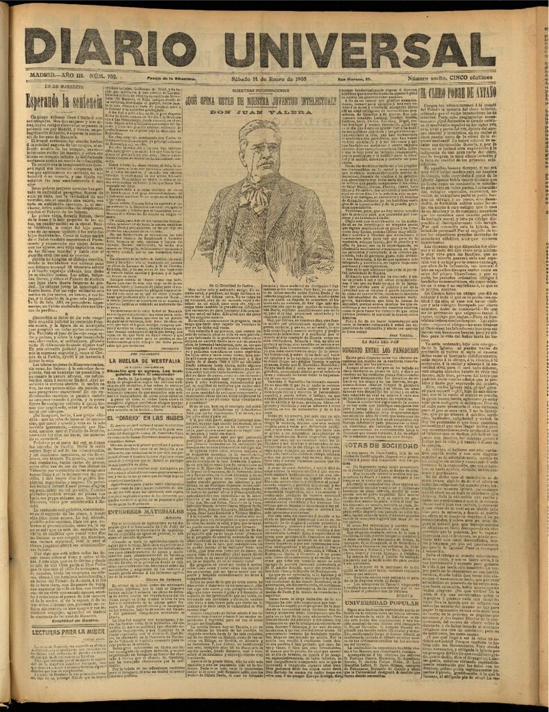 Miniatura de Diario Universal del 14 de enero de 1905, edición de noche