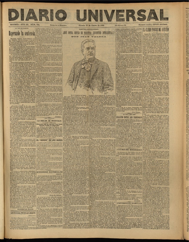 Miniatura de Diario Universal del 14 de enero de 1905, edición de tarde