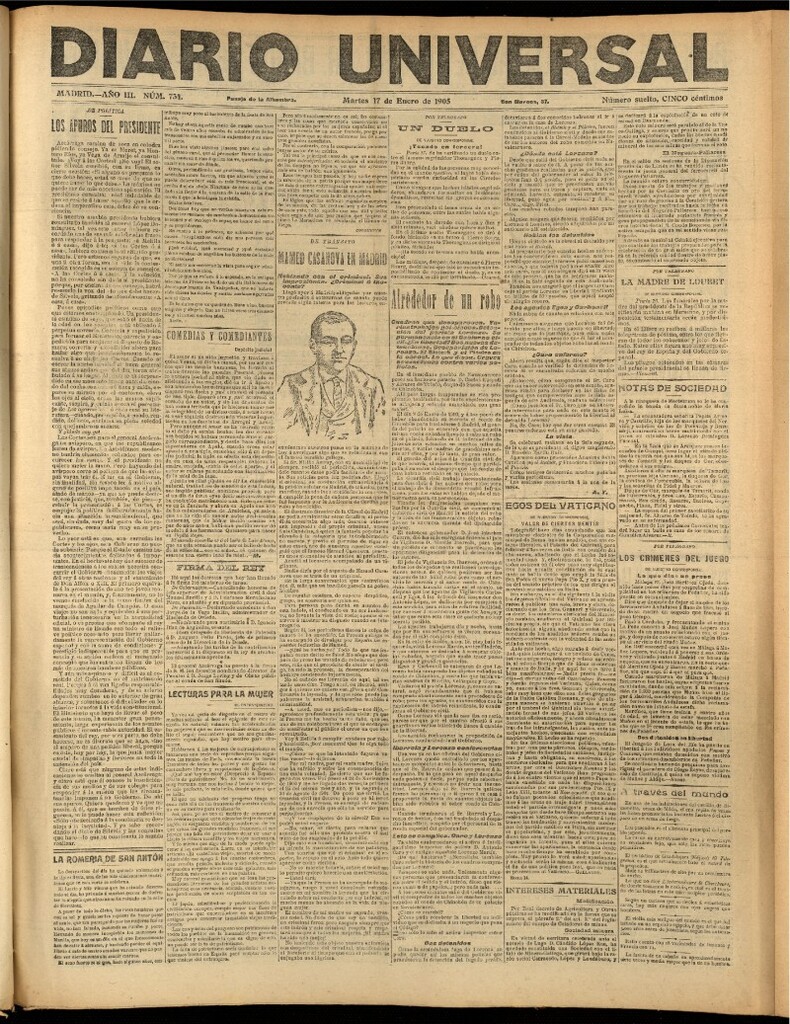 Miniatura de Diario Universal del 17 de enero de 1905, edición de noche