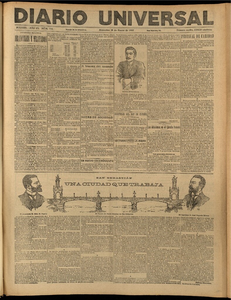 Miniatura de Diario Universal del 18 de enero de 1905, edición de noche