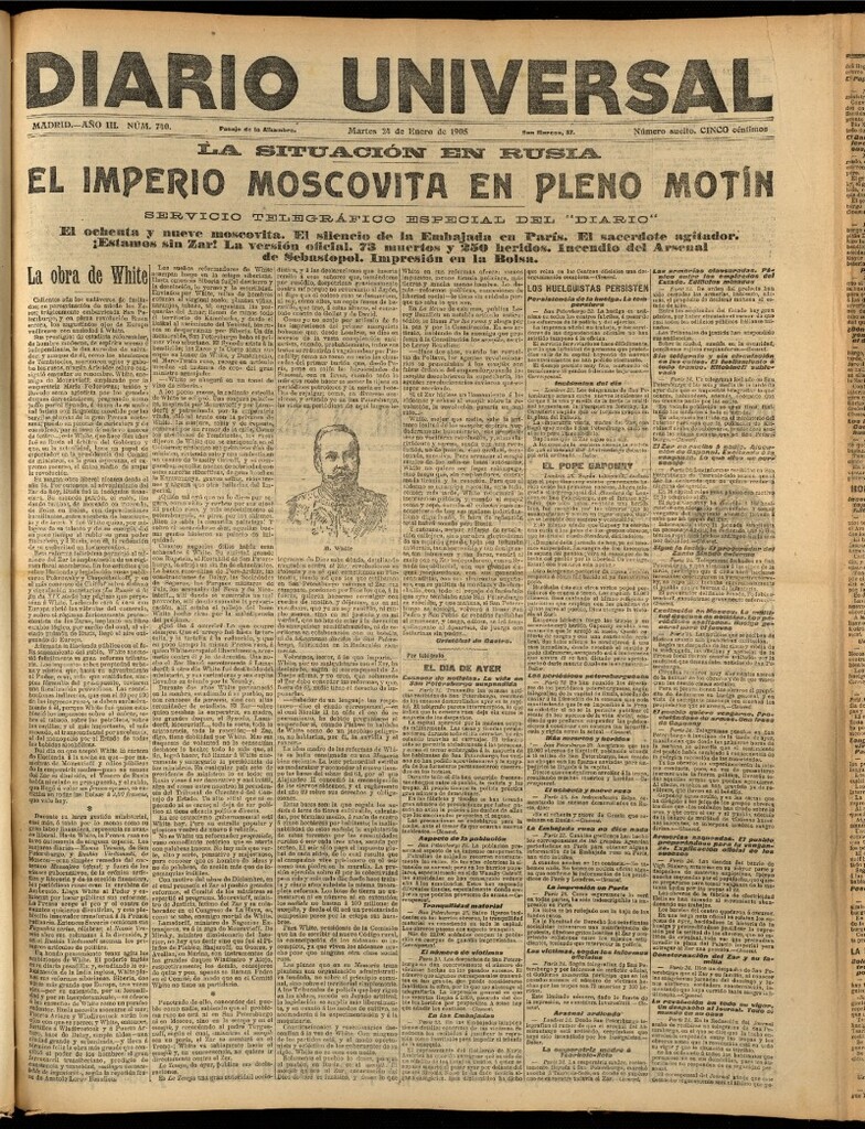 Miniatura de Diario Universal del 24 de enero de 1905, edición de noche