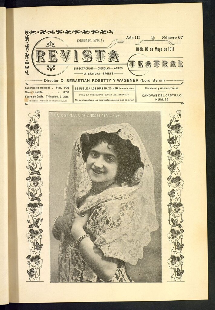 Miniatura de Revista Teatral, Literaria, Científica, de Bellas Artes y Espectáculos. Segunda época. Nº 67