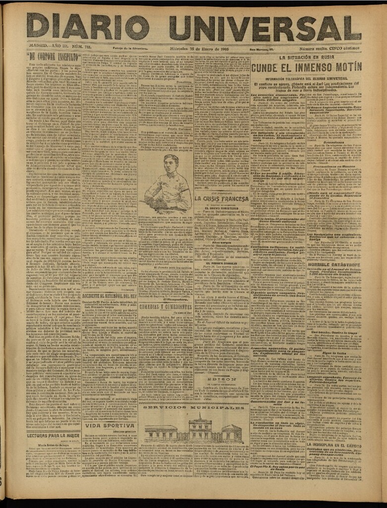 Miniatura de Diario Universal del 25 de enero de 1905, edición de tarde