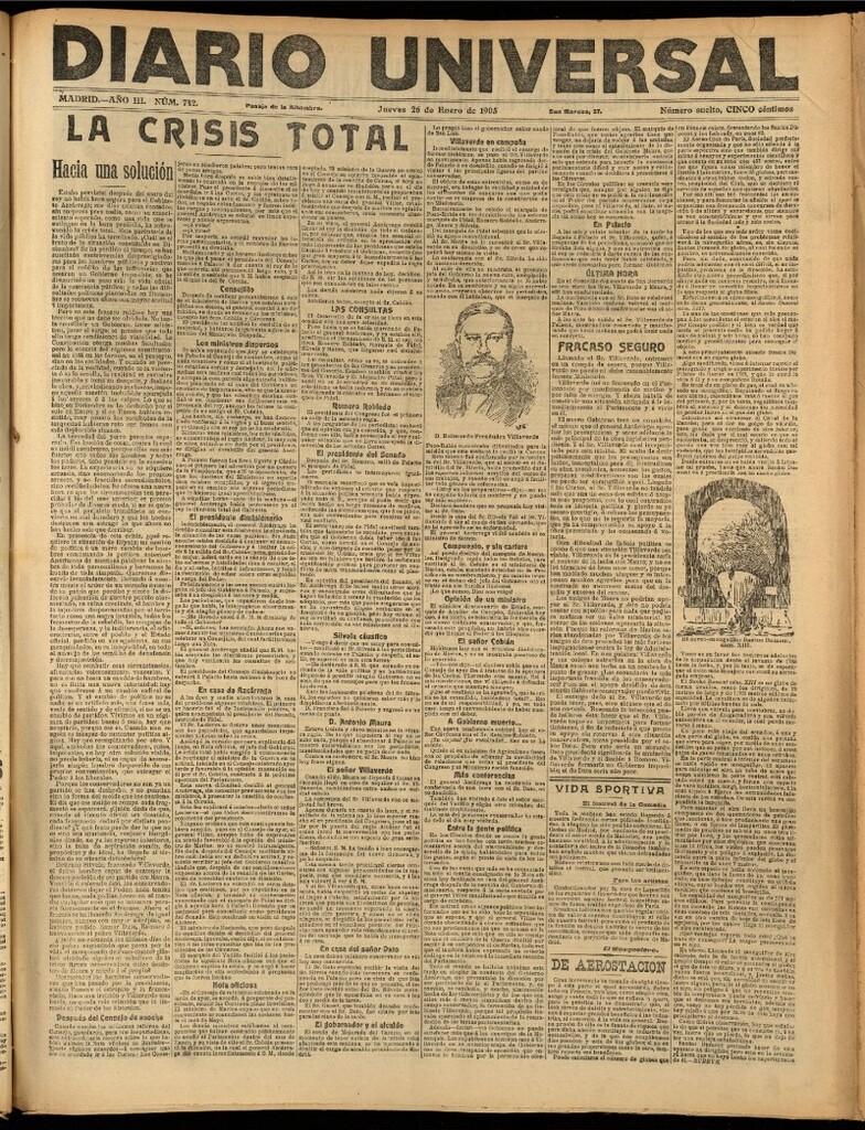 Miniatura de Diario Universal del 26 de enero de 1905, edición de noche